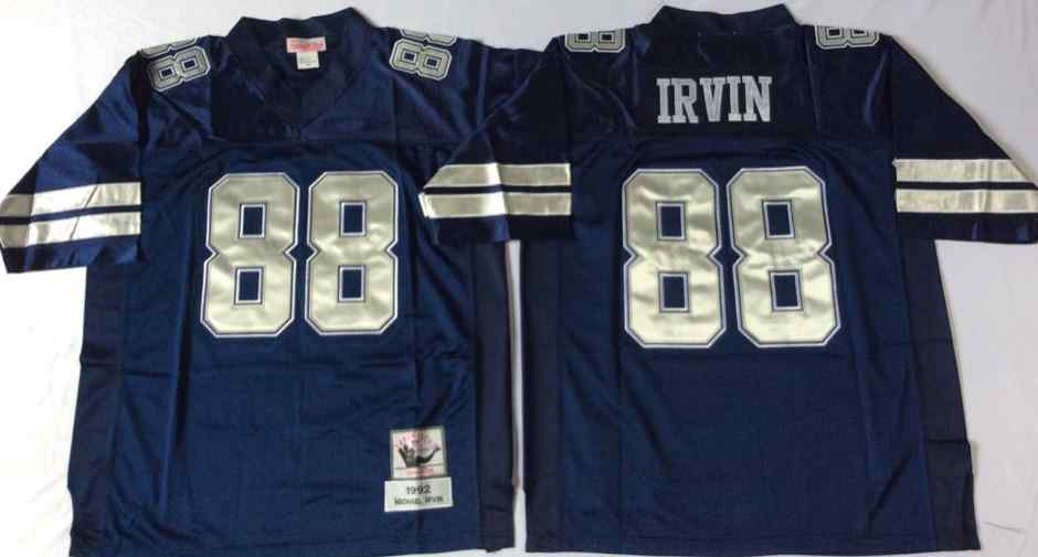 Dallas Cowboys 88 Michael Irvin 1992 Throwback Navy Blue Jersey