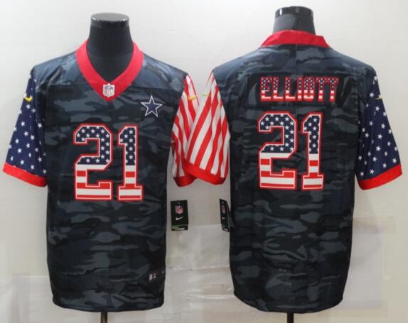 Nike Cowboys 21 Ezekiel Elliott Camo USA Flag Limited Jersey