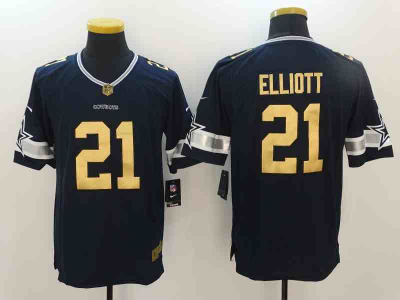 Nike Cowboys 21 Ezekiel Elliott Navy Gold Limited Jersey