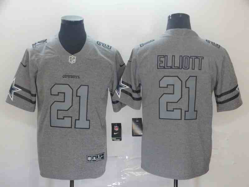 Nike Cowboys 21 Ezekiel Elliott 2019 Gray Gridiron Gray Vapor Untouchable Limited Jersey
