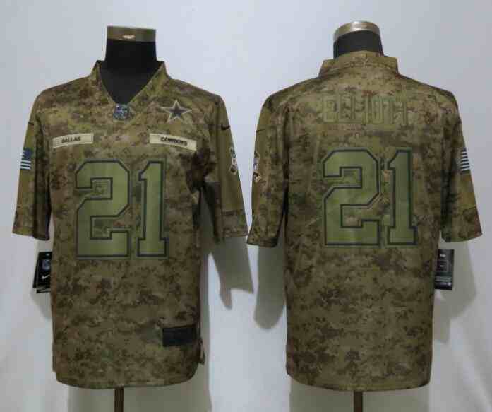 New Nike Dallas Cowboys 21 Elliott Nike Camo Salute to Service Limited Jersey
