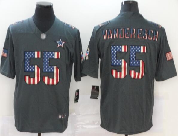 Nike Cowboys 55 Leighton Vander Esch 2019 Salute To Service USA Flag Fashion Limited Jersey