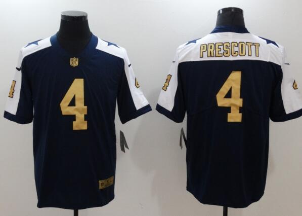 Nike Cowboys 4 Dak Prescott Navy Throwback Gold Vapor Untouchable Player Limited Jersey