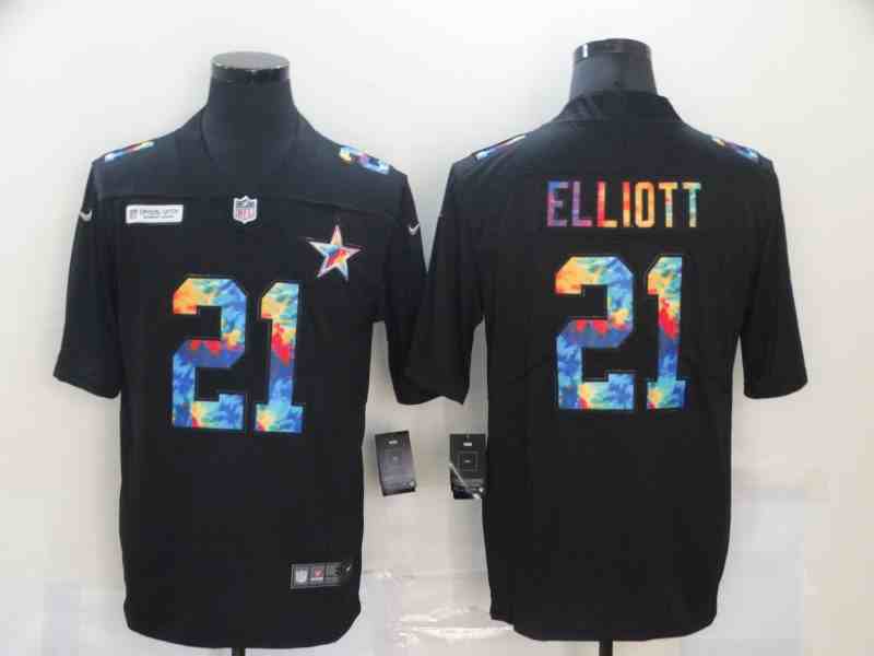 Nike Cowboys 21 Ezekiel Elliott Black Vapor Untouchable Rainbow Limited Jersey
