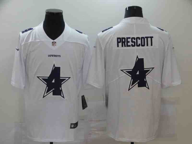 Nike Cowboys 4 Dak Prescott White Shadow Logo Limited Jerseys