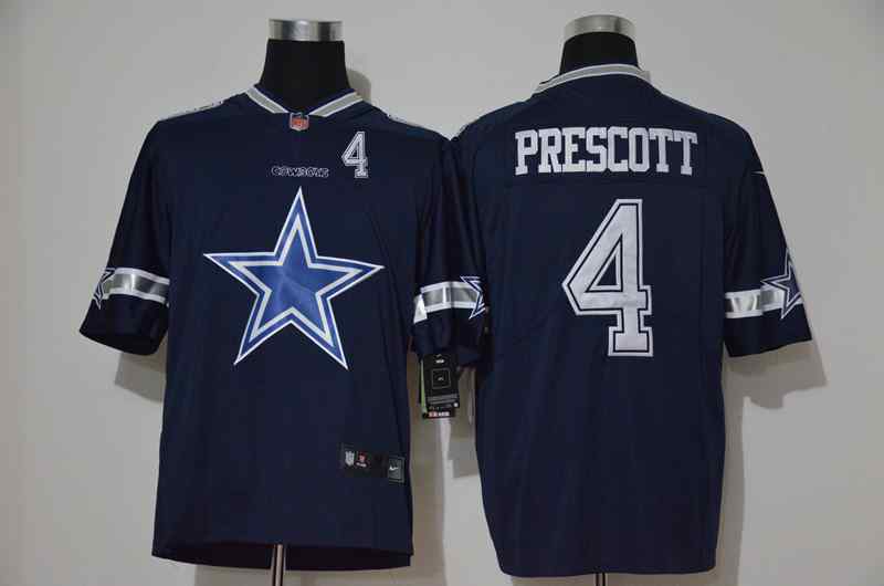 Nike Cowboys 4 Dak Prescott Navy Team Big Logo Number Vapor Untouchable Limited Jerseys
