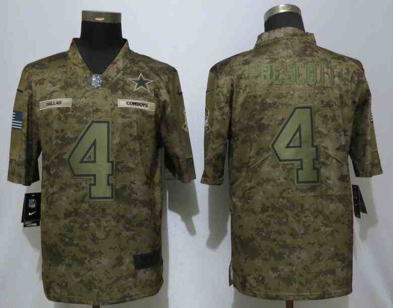 New Nike Dallas Cowboys 4 Prescott Nike Camo Salute to Service Limited Jersey