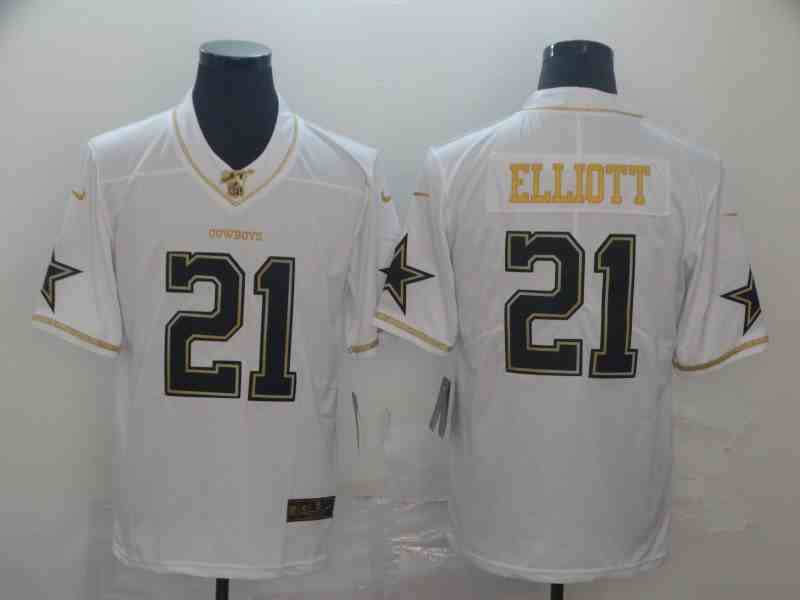 Nike Cowboys 21 Ezekiel Elliott White Gold Vapor Untouchable Limited Jersey
