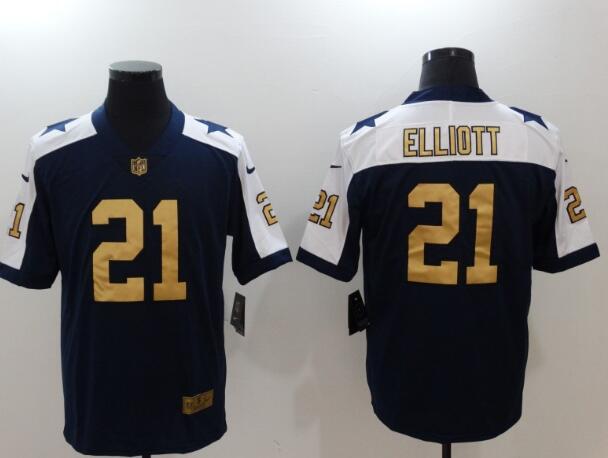 Nike Cowboys 21 Ezekiel Elliott Navy Throwback Gold Vapor Untouchable Player Limited Jersey