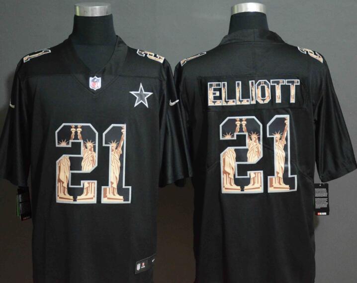 Nike Cowboys 21 Ezekiel Elliott Black Statue of Liberty Limited Jersey