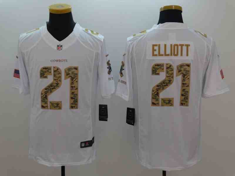 Nike Cowboys 21 Ezekiel Elliott White Salute To Service Limited Jersey