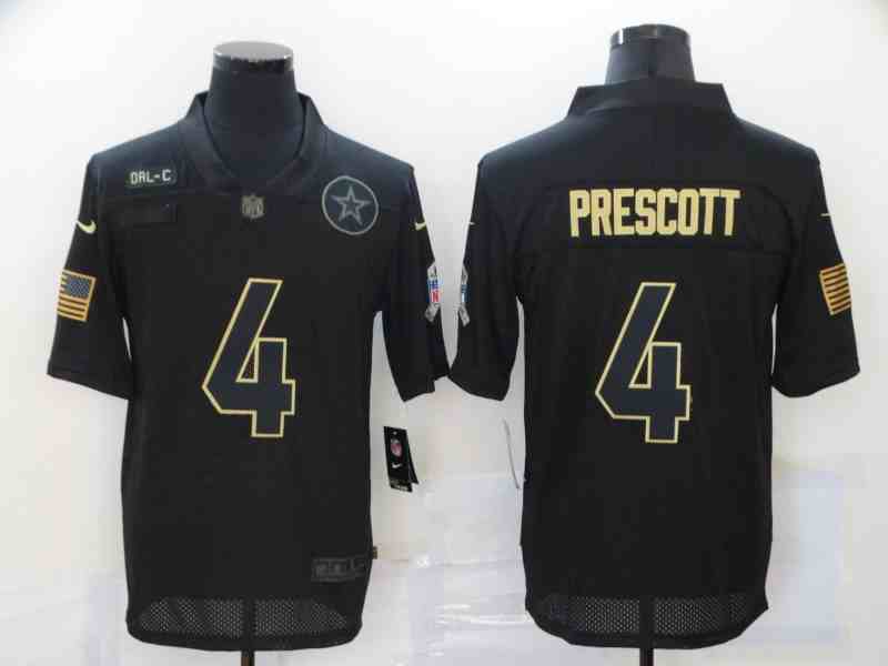 Nike Cowboys 4 Dak Prescott Black 2020 Salute To Service Limited Jersey
