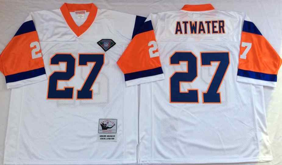 Denver Broncos 27 Steve Atwater 1994 White Throwback Jersey