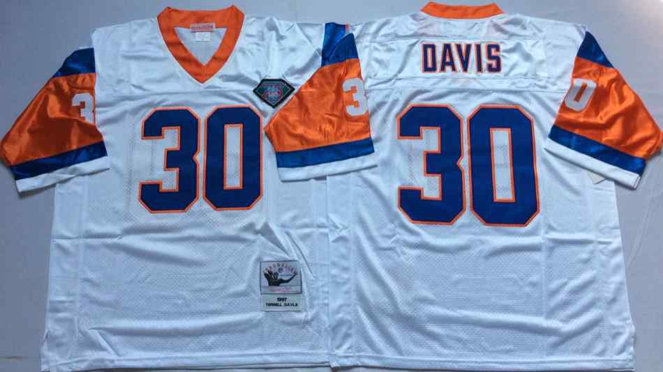 Denver Broncos 30 Terrell Davis 1994 Throwback White Jersey