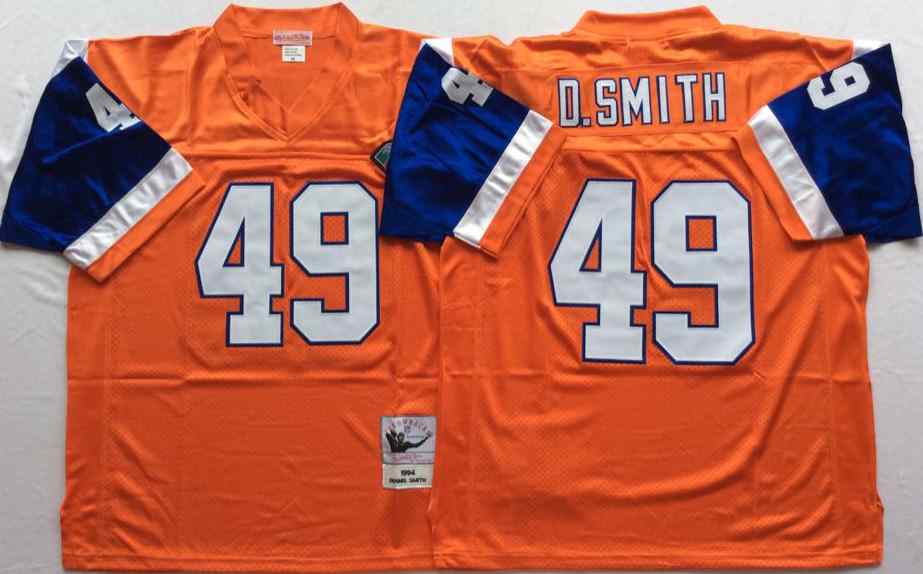 Denver Broncos 49 Dennis Smith 1994 Throwback Orange Jersey