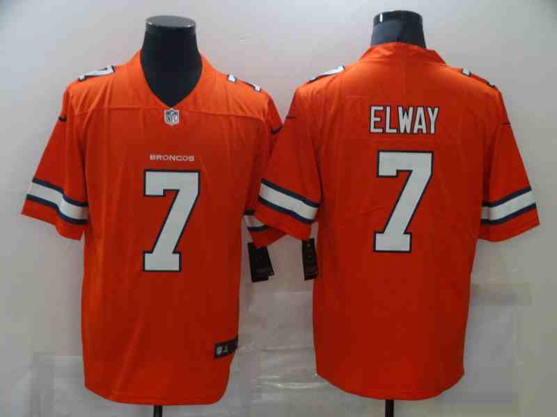 Men's Denver Broncos 7 John Elway Orange 2021 Color Rush Stitched NFL Nike Limited Jersey
