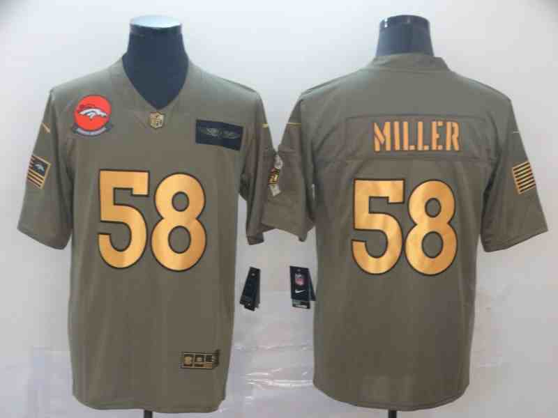 Nike Broncos 58 Von Miller 2019 Olive Gold Salute To Service Limited Jersey