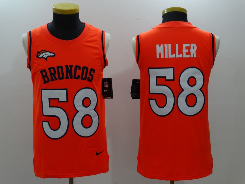 Men's Nike Denver Broncos 58 Von Miller Orange Team Color Stitched NFL Limited Tank Top jersey