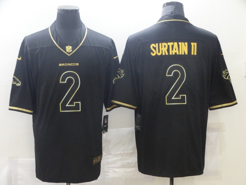 Nike Broncos 2 Patrick Surtain II Black Gold Vapor Untouchable Limited Jersey