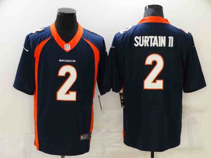 Men's Denver Broncos 2 Surtain II Blue 2021 Color Rush Stitched NFL Nike Limited Jerse