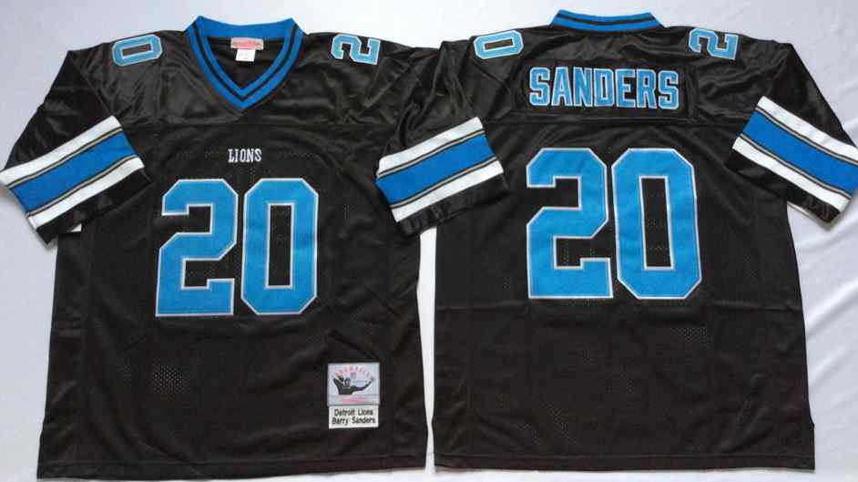 Detroit Lions 20 Barry Sanders Throwback Black Jersey