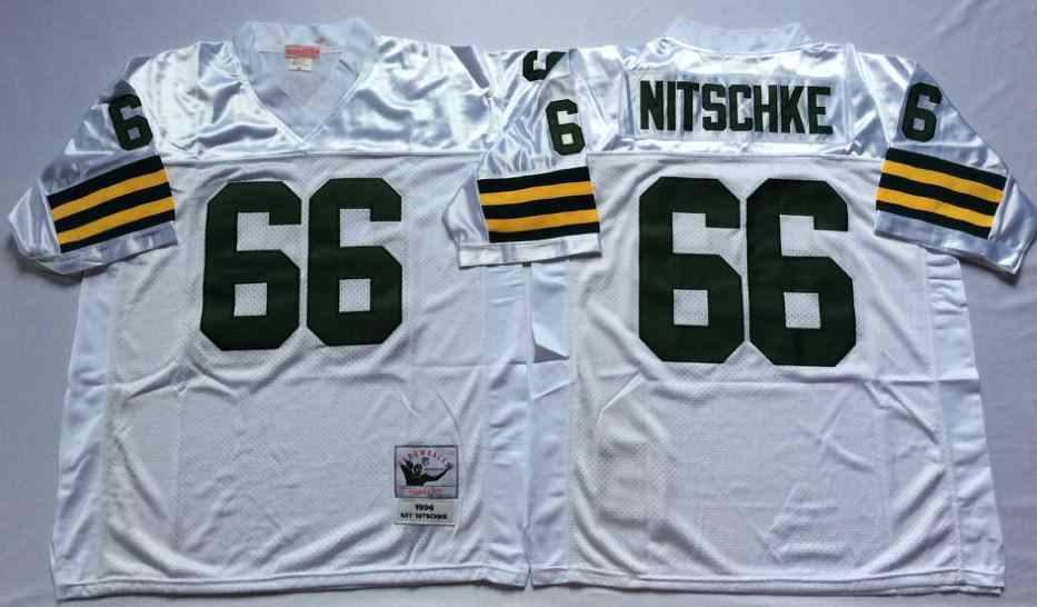 Green Bay Packers 66 Ray Nitschke 1966 Throwback White Jersey