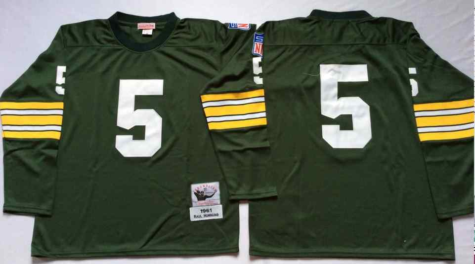 Green Bay Packers 5 Paul Hornung 1961 Throwback Green Jersey