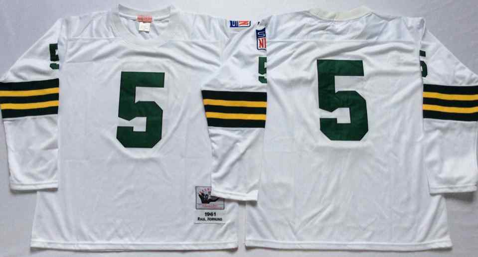 Green Bay Packers 5 Paul Hornung 1961 Throwback White Jersey