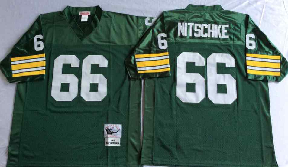 Green Bay Packers 66 Ray Nitschke 1966 Throwback Green Jersey