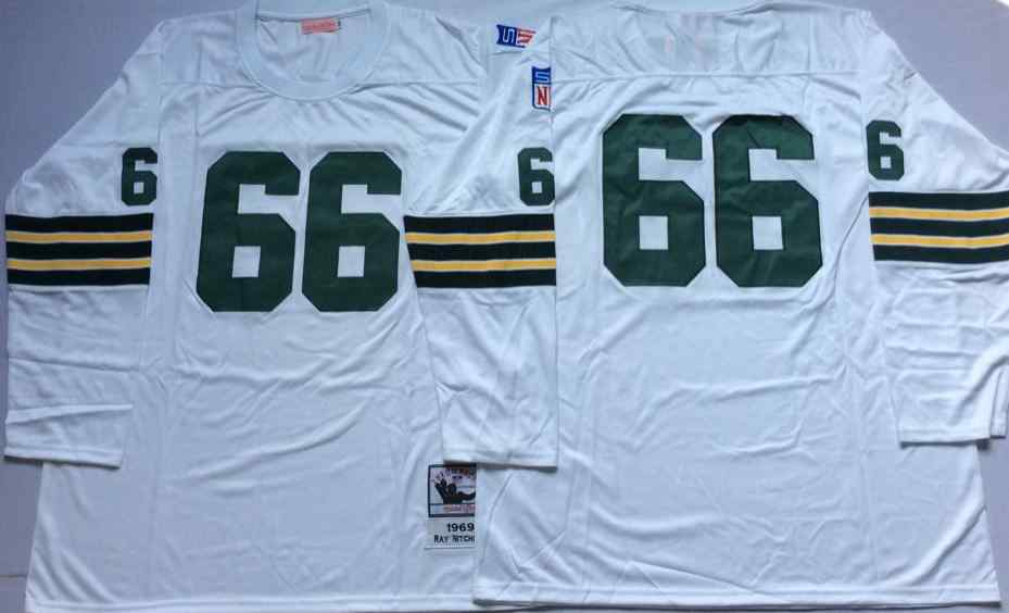 Green Bay Packers 66 Ray Nitschke 1969 Throwback White Jersey