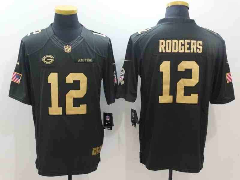Nike Packers 12 Aaron Rodgers Anthracite Gold Salute to Service Limited Jersey