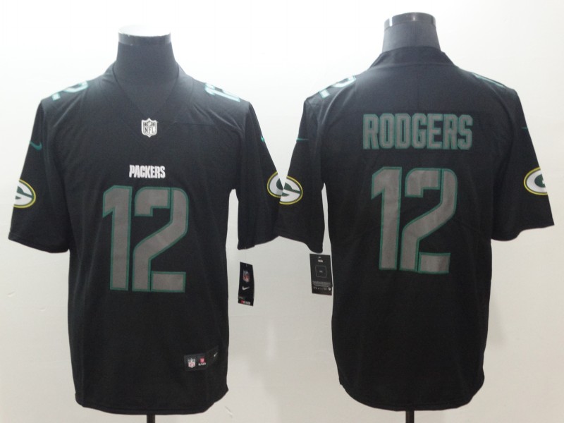 Nike Green Bay Packers 12 Rodgers Impact Limited Black Jersey