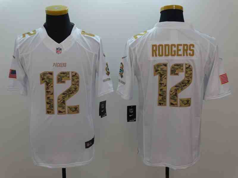 Nike Packers 12 Aaron Rodgers White Salute To Service Limited Jersey