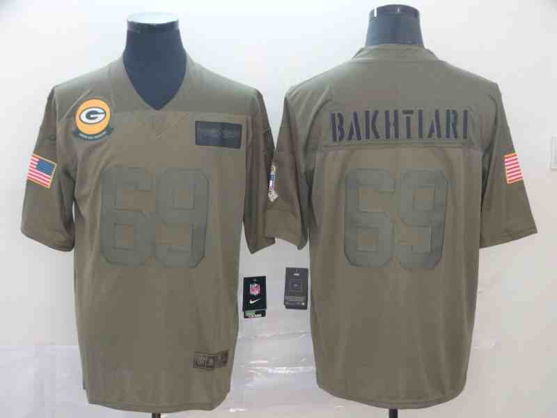 Nike Packers 69 David Bakhtiari 2019 Olive Salute To Service Limited Jersey