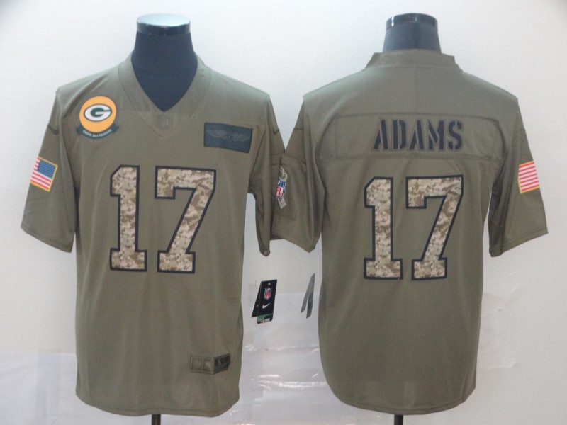 Nike Packers 17 Davante Adams 2019 Olive Camo Salute To Service Limited Jersey