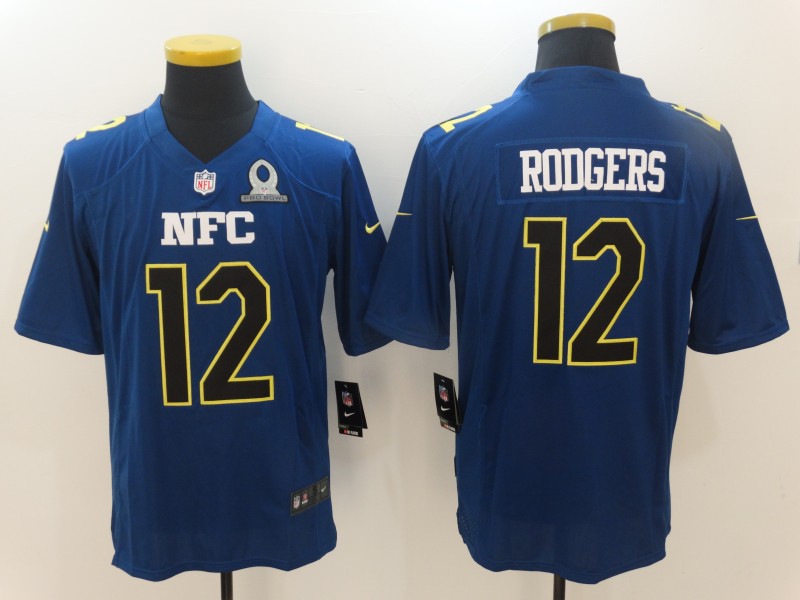 NFC Green Bay Packers 12 Aaron Rodgers Navy 2017 Pro Bowl  JERSEY