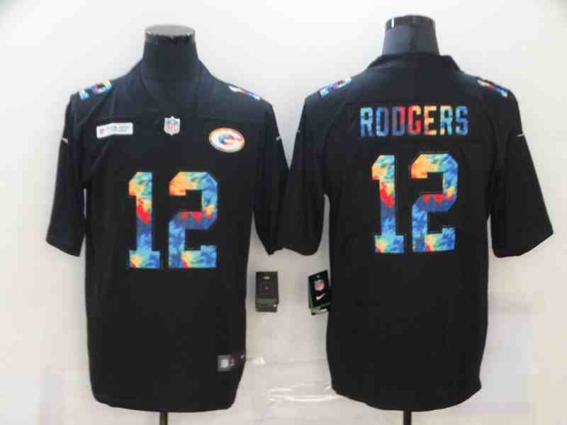 Nike Packers 12 Aaron Rodgers Black Vapor Untouchable Rainbow Limited Jersey