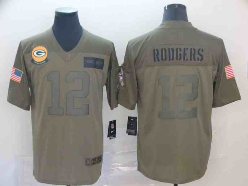 Nike Packers 12 Aaron Rodgers 2019 Olive Salute To Service Limited Jersey