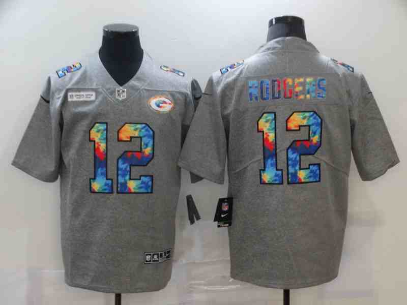Nike Packers 12 Aaron Rodgers Gray Vapor Untouchable Rainbow Limited Jersey