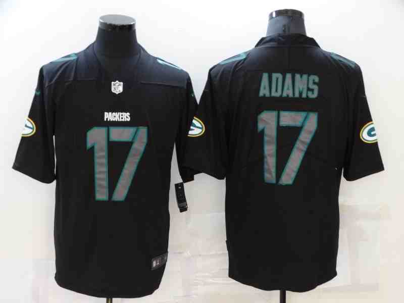 Men's Green Bay Packers 17 Davante Adams Black 2020 Fashion Impact Black Color Rush Stitched NFL Nike Limited Jersey