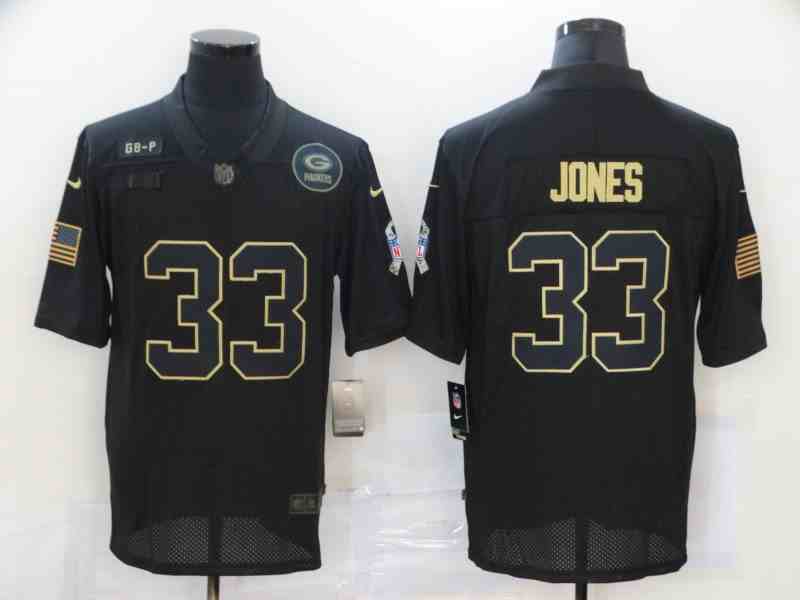 Nike Packers 33 Aaron Jones Black 2020 Salute To Service Limited Jersey