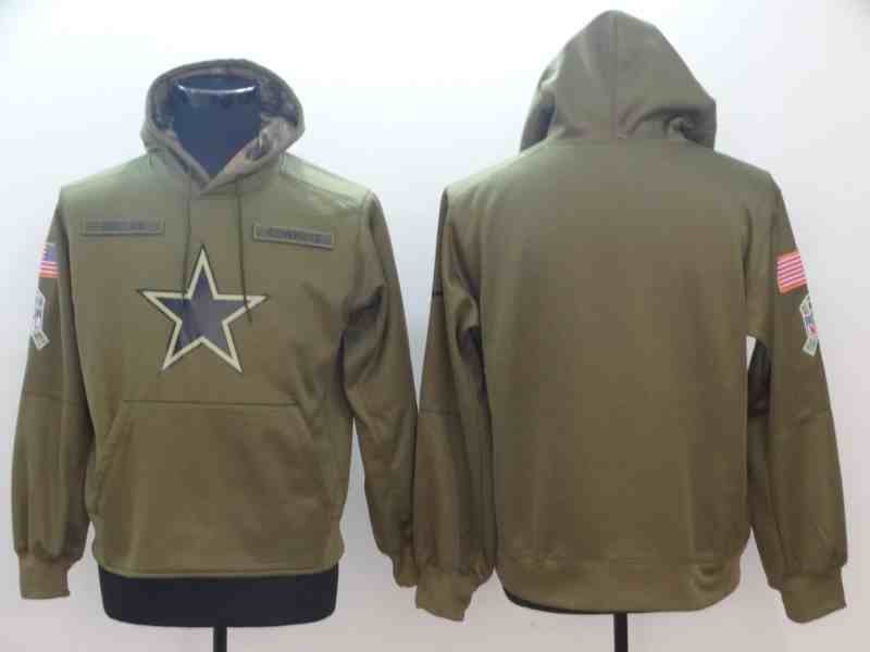 Men's Nike Olive Dallas Cowboys Salute to Service Sideline Therma Performance Pullover Hoodie