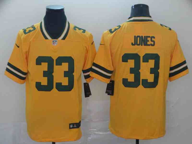 Nike Packers 33 Aaron Jones Yellow Mens Stitched NFL Limited Rush Jersey