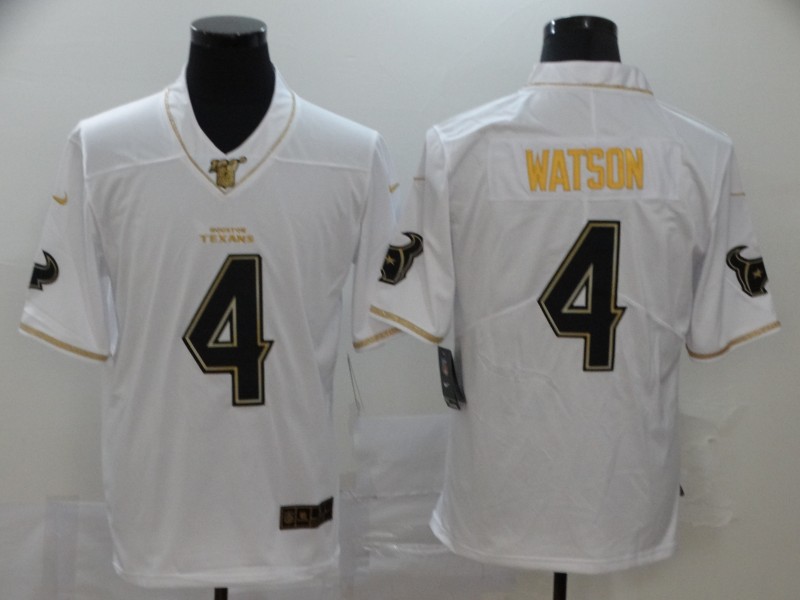 Nike Texans 4 Deshaun Watson  white Gold Vapor Untouchable Limited Jersey