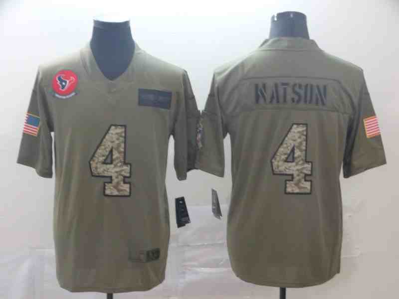 Nike Texans 4 Deshaun Watson 2019 Olive Camo Salute To Service Limited Jersey