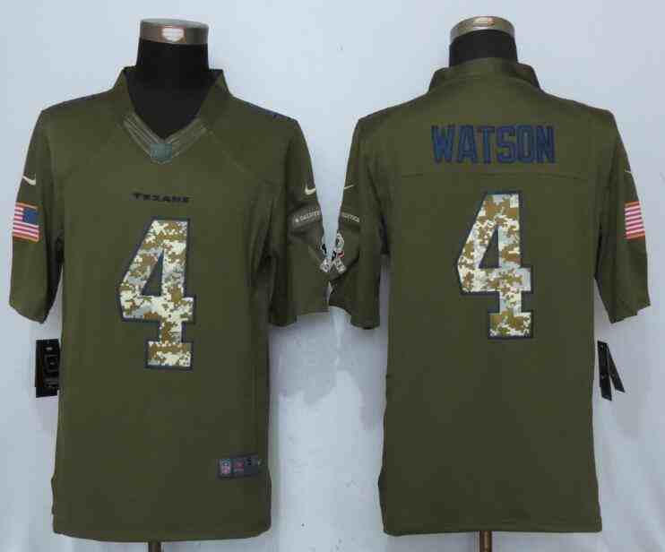 New Nike Houston Texans 4 Watson Green Salute To Service Limited Jersey