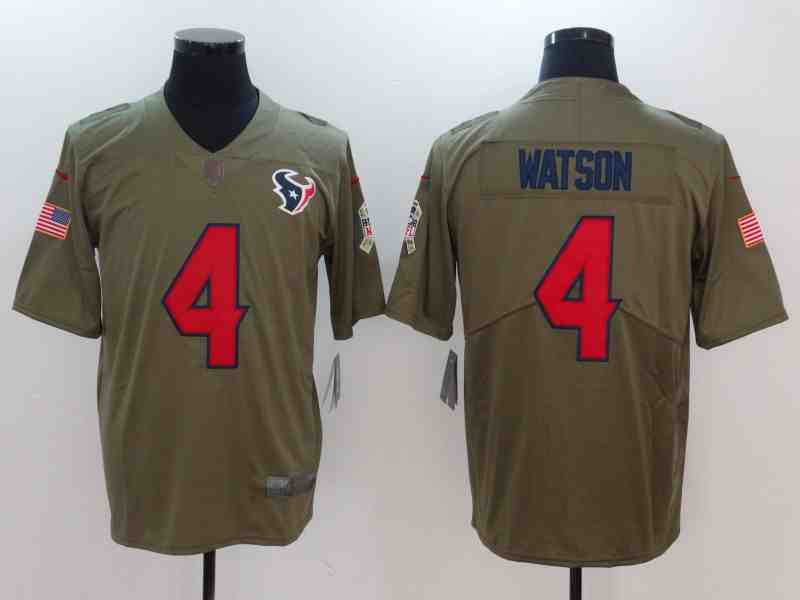 Nike Texans 4 Deshaun Watson Olive Salute To Service Limited Jersey