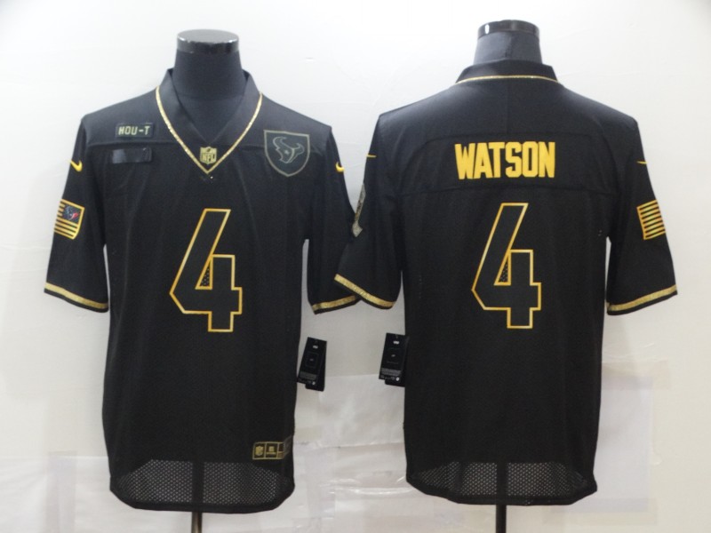 Nike Texans 4 Deshaun Watson Black Gold 2020 Salute To Service Limited Jersey
