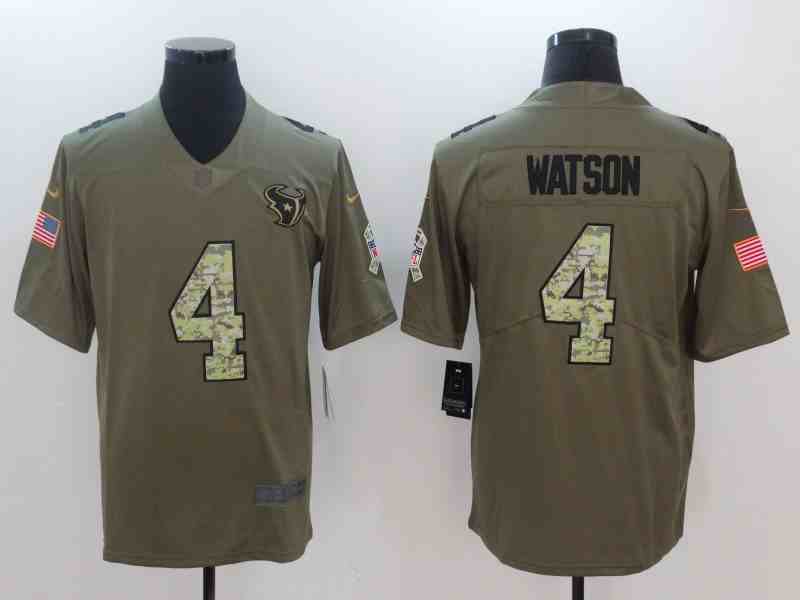 Nike Texans 4 Deshaun Watson Olive Camo Salute To Service Limited Jersey