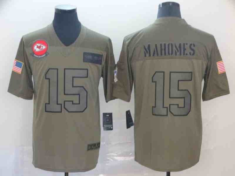 Nike Chiefs 15 Patrick Mahomes 2019 Olive Salute To Service Limited Jersey